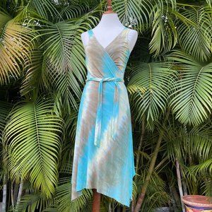 SOLD Three Dots Wrap tie dye dress